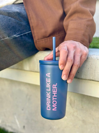 'Drink Like A Mother' 16oz Tumbler - Navy/Pink